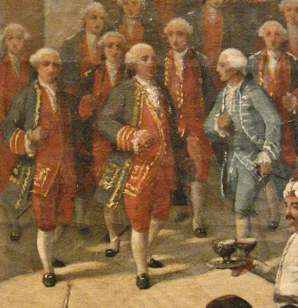 Dtail - Joseph de Bauffremont au centre - le capitaine de Broves  sa droite, accueillis par le consul franais